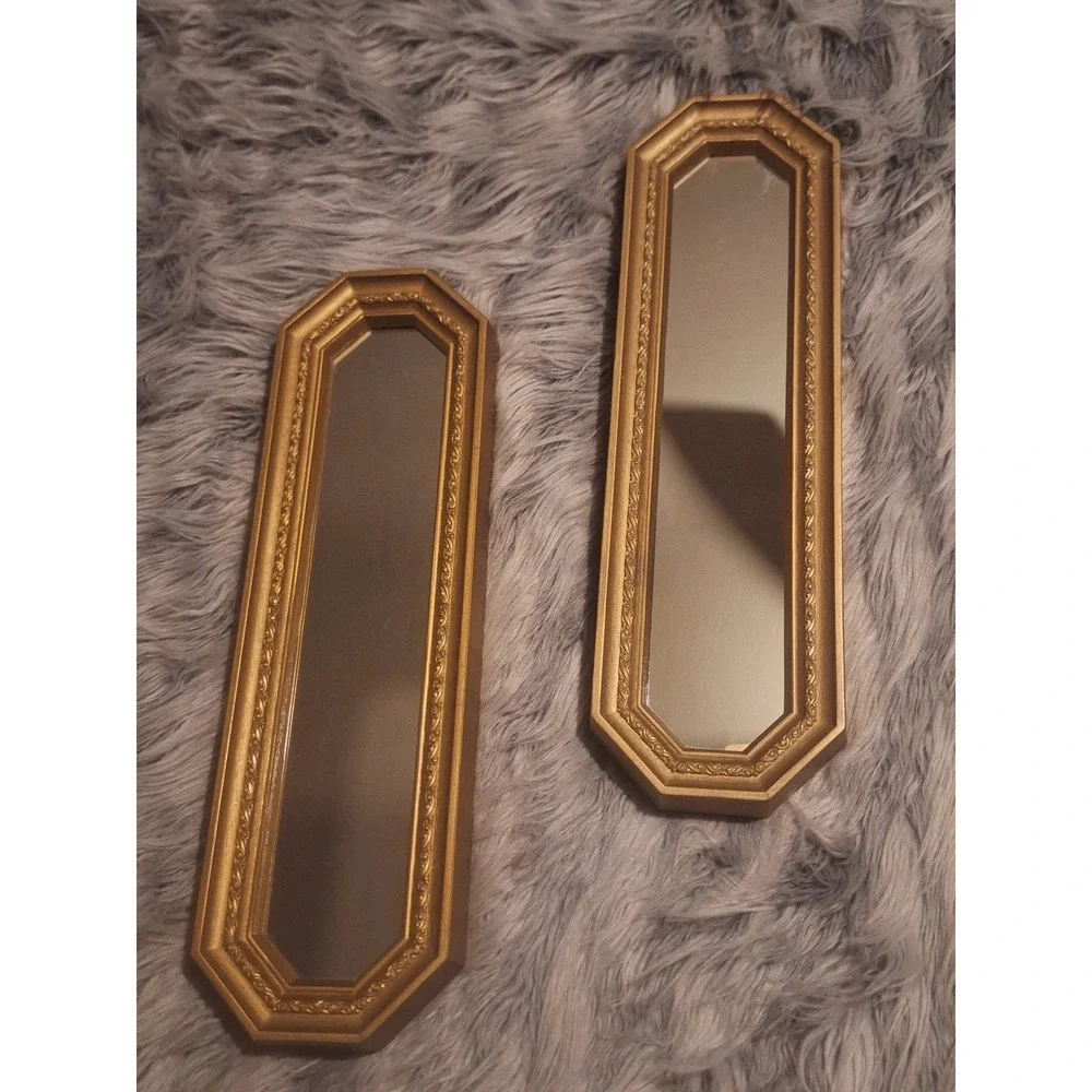 Vintage ornate gold mirror wall sconces